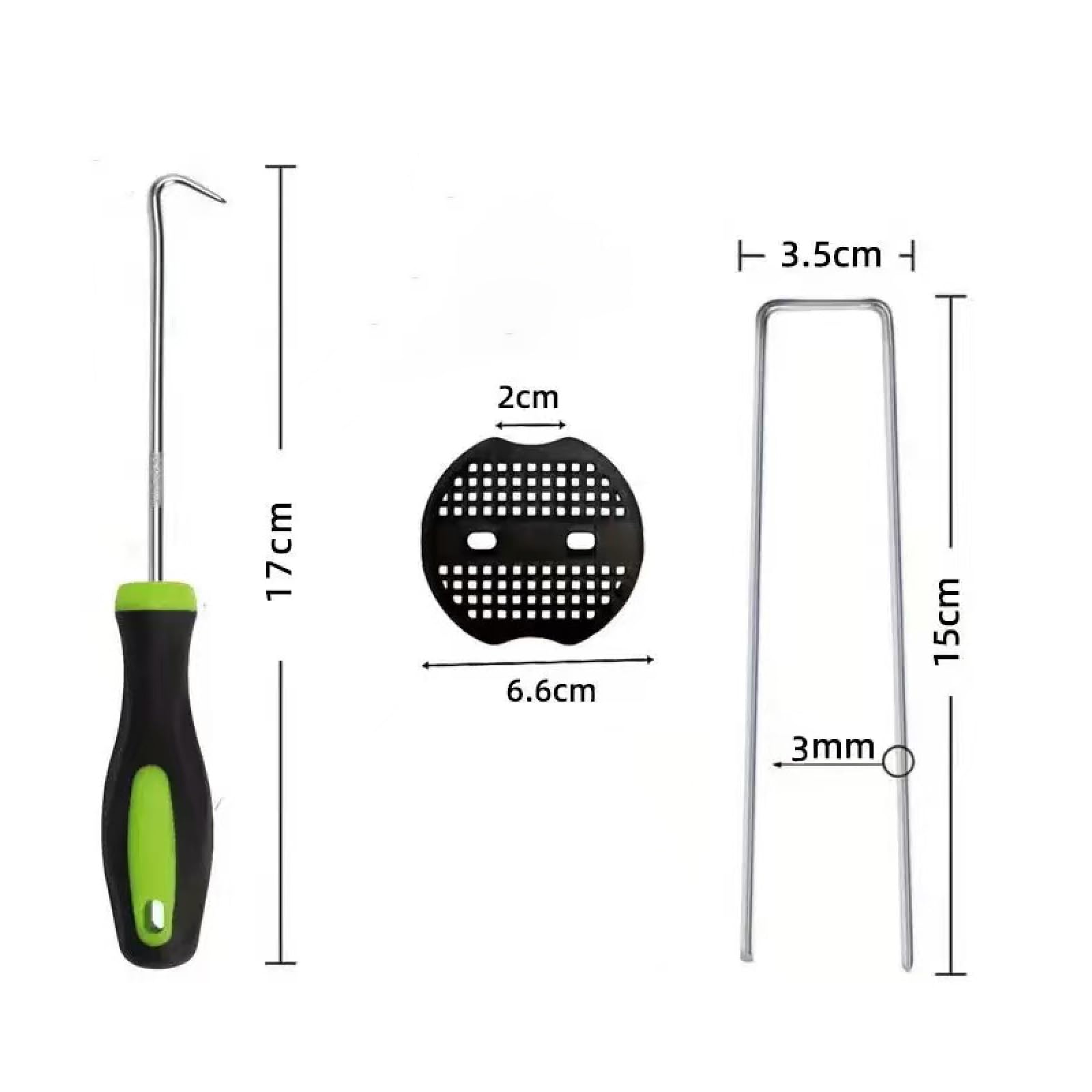 Lifhety 50 Picchetti Giardino + 50 Rondelle Tampone con Gancio e Guanti, Picchetti Ancoraggio per Telo Pacciamatura Verde, Tenda, Prato, Erba Artificiale, Stuoie, Spilli e Reti
