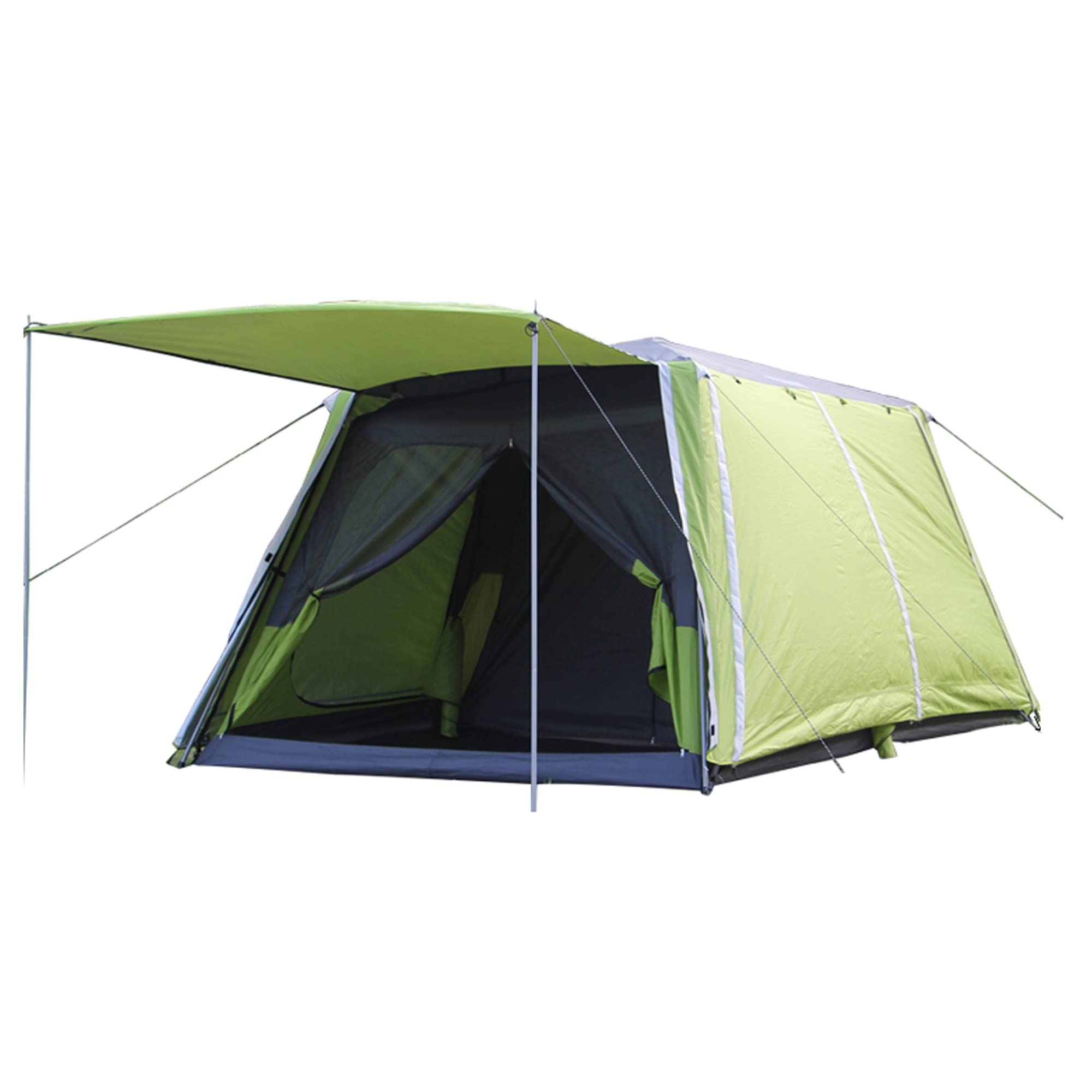 LUNLUN Two-bedroom automatic tent 4-5-8 people double-layer anti-rain beach multiplayer outdoor camping tent with big space (Color : Green)