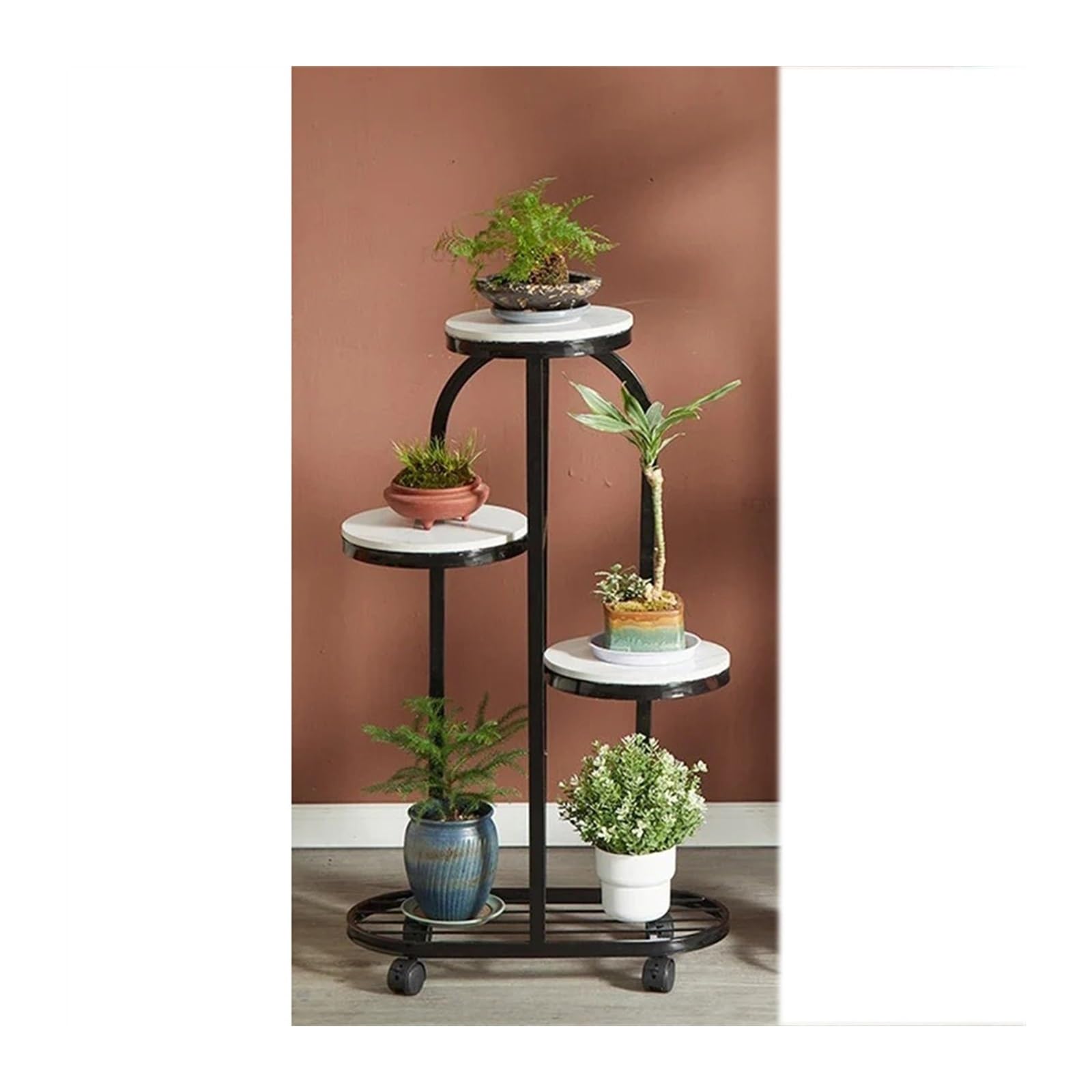 zhangrui1888 Plant Stand Nordic Wrought Iron Plant Shelves Outdoor Furniture Living Room Floor Stand for Flowers Indoor Balcony Multi-layer Indoor Plant Shelf(Black)