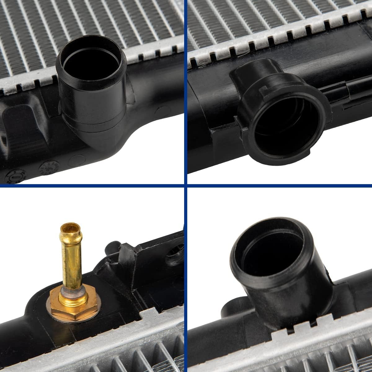 KAX Radiator, 1752 OE Style Bolt-On Aluminum Core Radiator Replacement I30 1996-1999, Maxima 1995-1999, 27-1/16“W, 15-11/16“H, 1-3/8“Inlet, 1-3/8 “Outlet