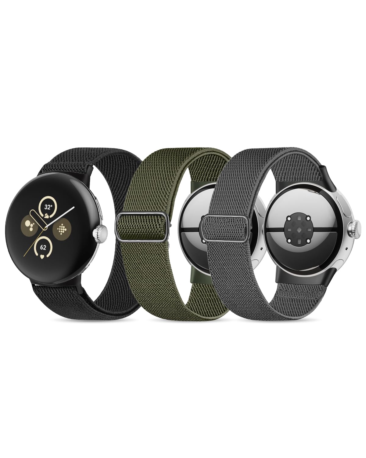Stretchy Nylon Bands Compatible with Google Pixel Watch 3 Band 41mm, Pixel Watch 2 Band, Pixel Watch Band - Upgraded Metal Lugs - Adjustable Elastic Sport Loop Straps for Google Watch Women Men
