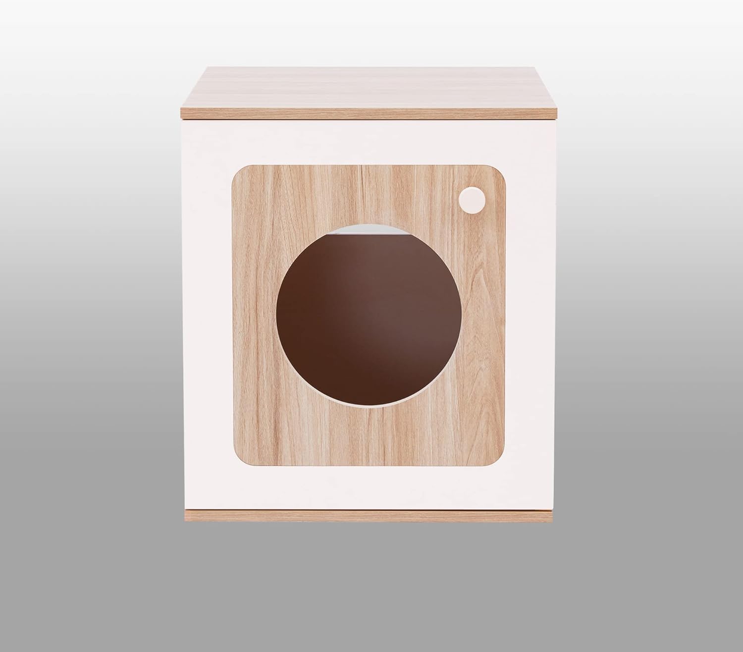 Teamson Pets Daisy Wooden Cat Litter Box Enclosure & Side Table, Tan, Ivory