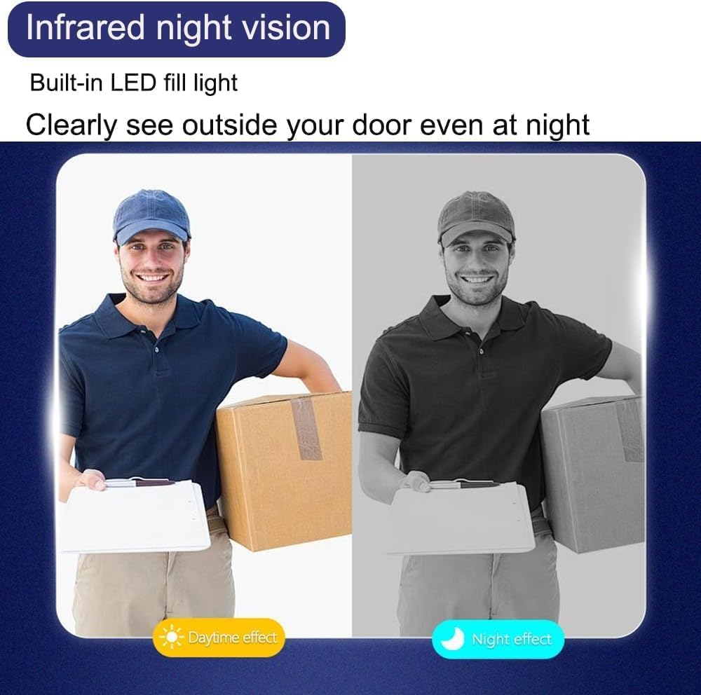 Sonnette Sans Fil Extérieure 1080P avec Caméra Écran IPS 4.3 Pouces Bluetooth Vision Nocturne Interphone Vidéo 120° Audio Bidirectionnel IP65