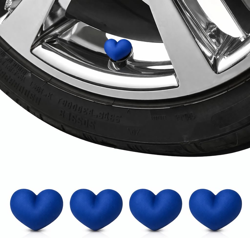 Heart-Shaped Tire Valve Stem Caps – Cute 4-Pack Wheel Accessories – Universal Fit for Cars, Bikes & Trucks – Love-Themed Rim Decoration (Pink)