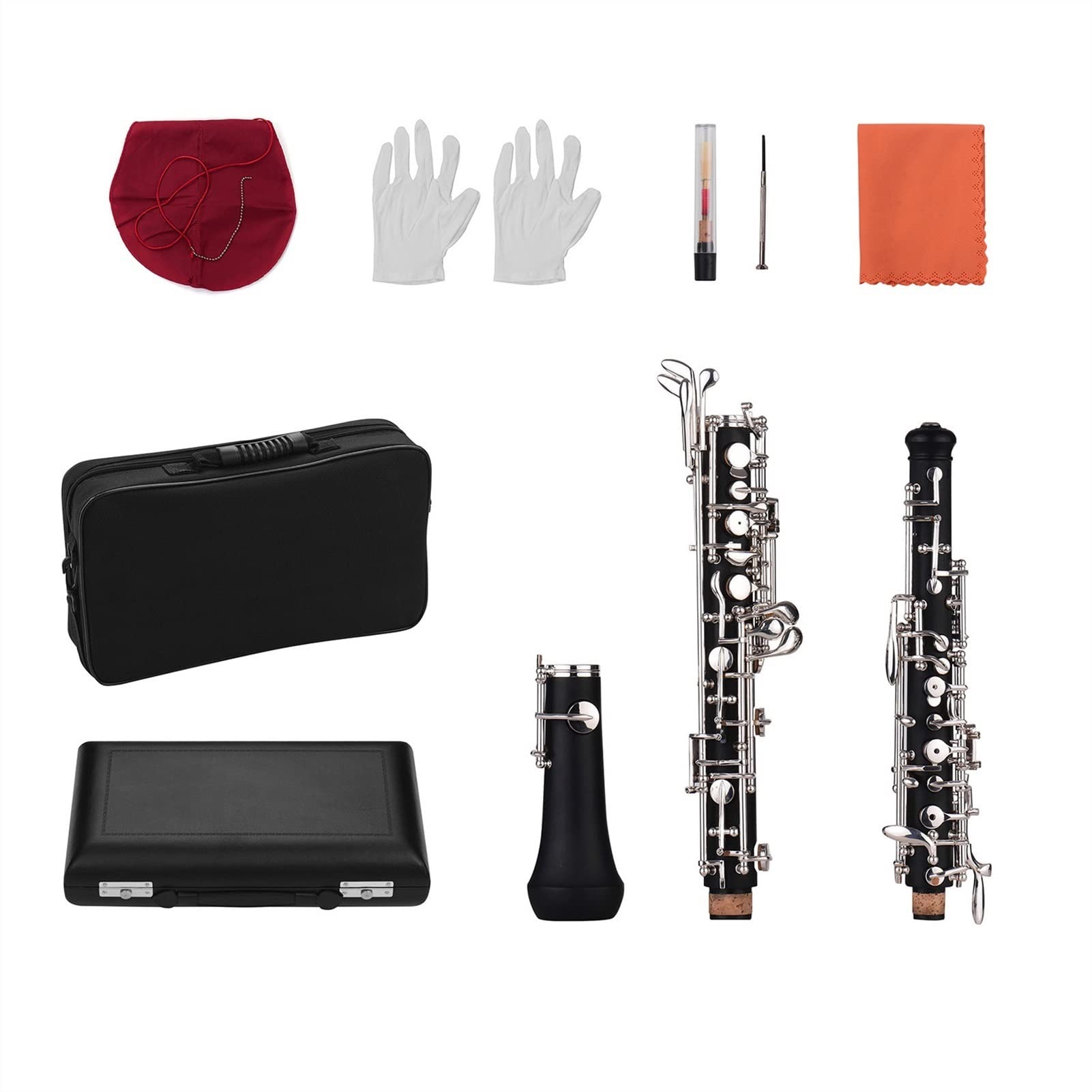 Parti oboe Strumento Placcato Oro Stile Semi-automatico In Stile Semi-automatico Di Oboe C Con Oboe Reed (Color : Silver-plated)