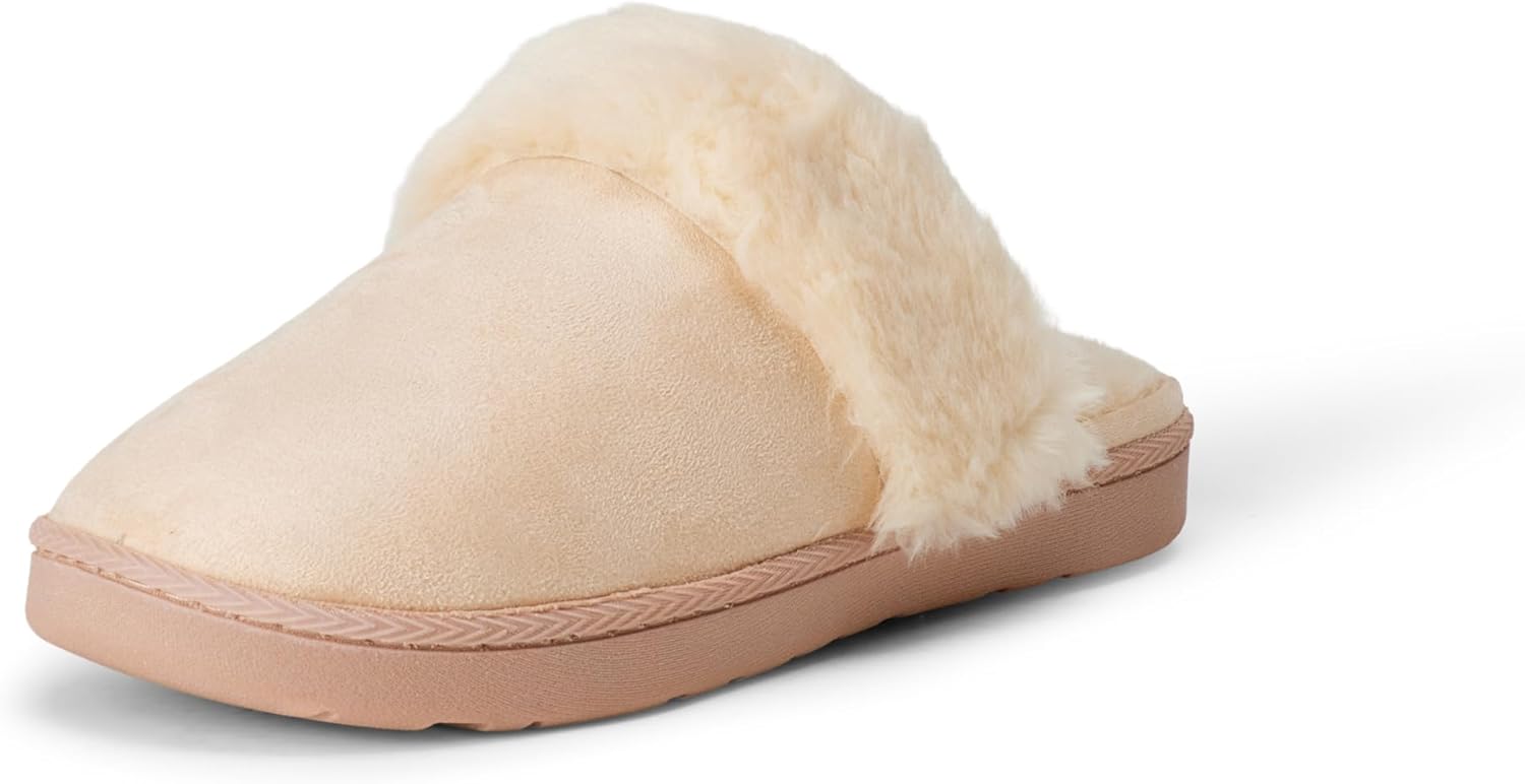 Amazon Essentials Girls' Cosy Faux Fur Trim Slippers
