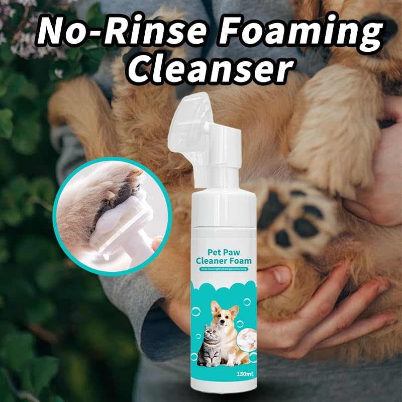 2-in-1 Pet Paw Cleaning Kit: No-Rinse Foam Cleaner & Pet Wipe Gloves, Foam Paw Scrubber for Dogs and Cats - Suitable for Small, Medium, Large Breeds, Puppies & Kittens with Dirty Paws - Image 2