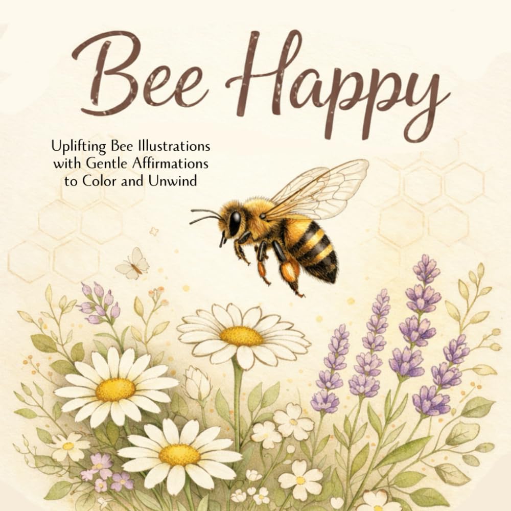 Bee Happy: Uplifting Bee Illustrations with Gentle Affirmations to Color and Unwind