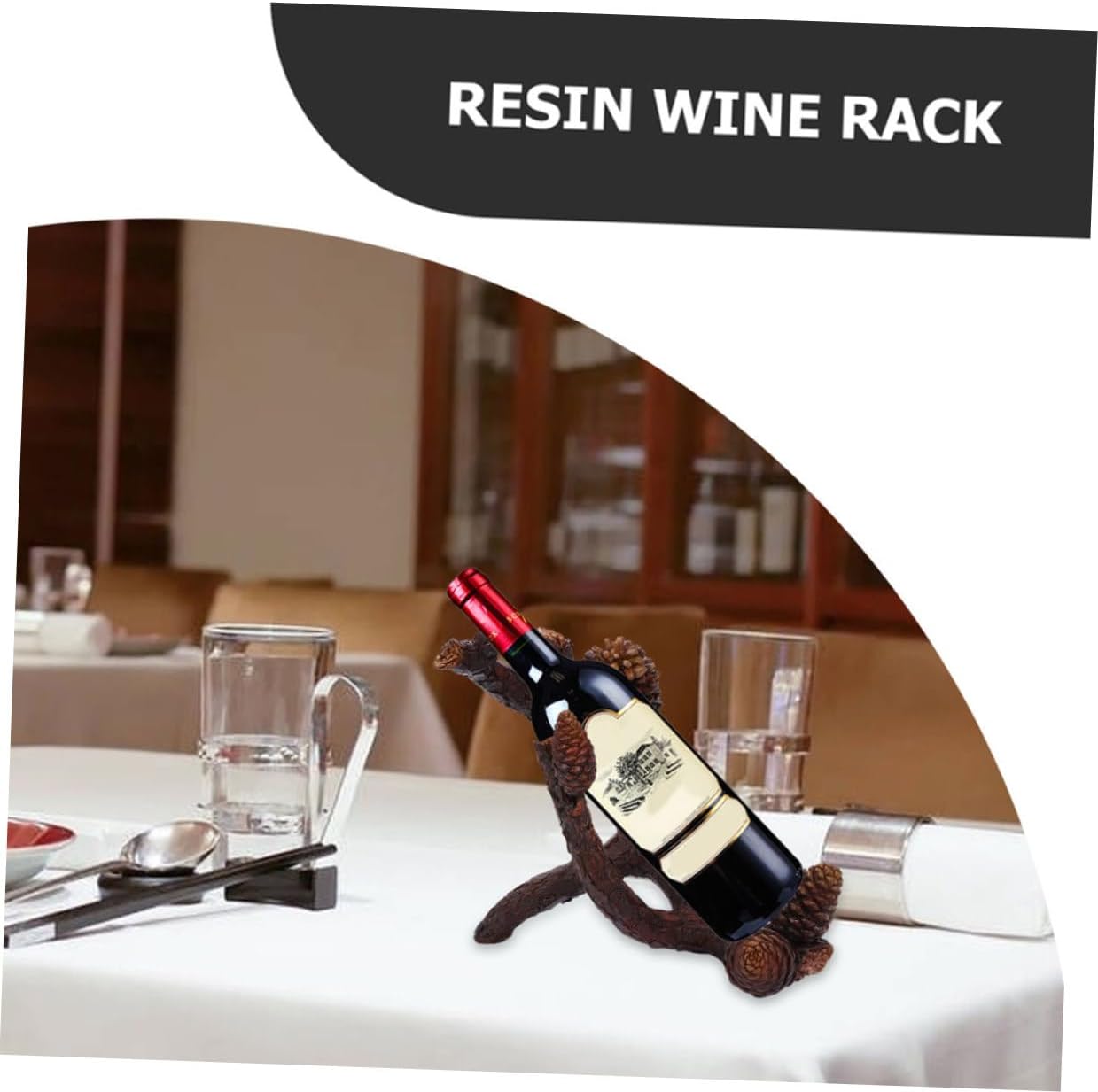INOOMP Resin Pine Boughs Wine Bottle Rack Single Bottle Tabletop Holder Home Decor Decorative Wine Storage for Living Room Kitchen Cabinet