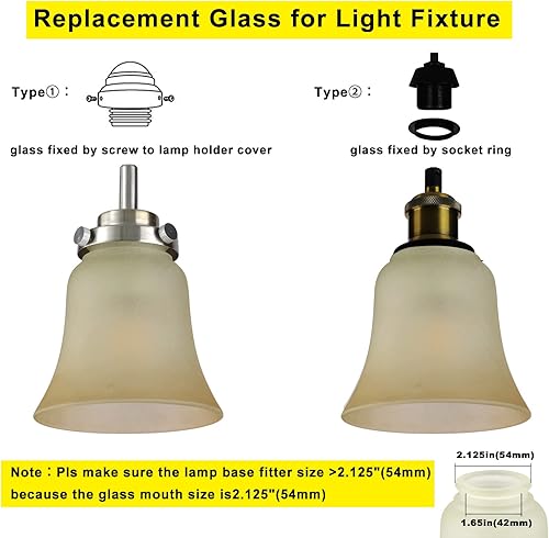 Miniatura 4 de Cubiertas de vidrio para ventilador de techo, reemplazo de pantalla de vidrio para lámpara de luz, paquete de 4 globos de vidrio transparente