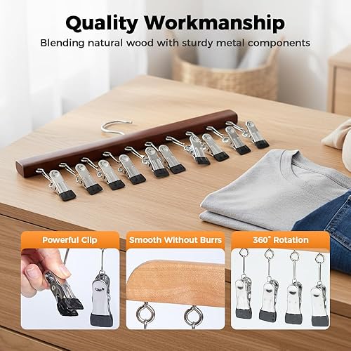 Miniatura 3 de Organizador de leggings para armario, perchas para pantalones con 10 clips, ahorro de espacio para ropa y sombreros, organizador colgante de armario