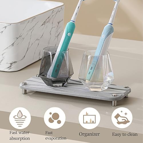 Miniatura 3 de CoCodress La bandeja de piedra absorbente de agua para fregadero es organizador de fregadero seco instantáneo, bandeja de jabón de tierra de