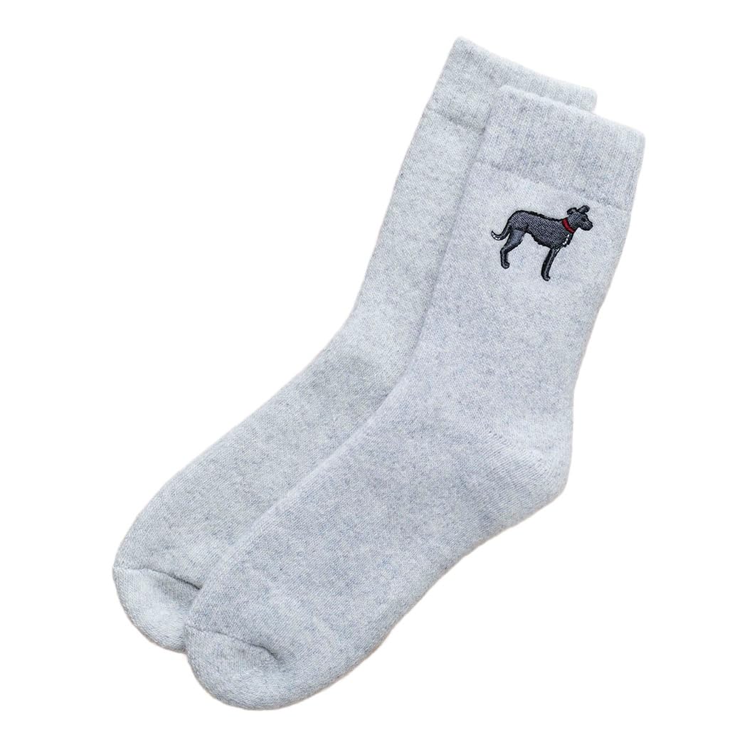 Sweet William Designs Unisex Pale Grey Lurcher Dog Walking Socks