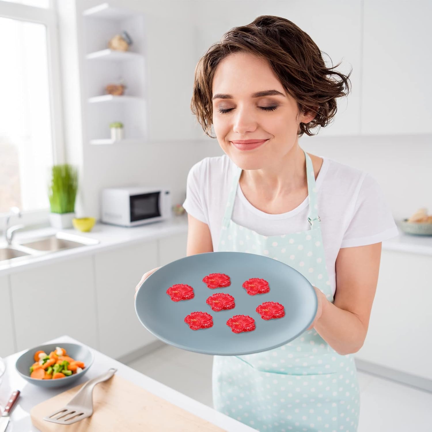 4 Pieces Hibiscus Flower Mold Silicone Mini 3D Candy Cake Chocolate Gummy Flower Hibiscus Molds for Cake Decorating Party Decorations