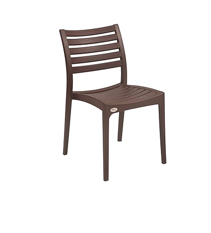 Supreme Omega Heavy Duty Armless Plastic Chair for Home, Garden, Restaurants and Office (Globus Brown, Set of 1), Standard