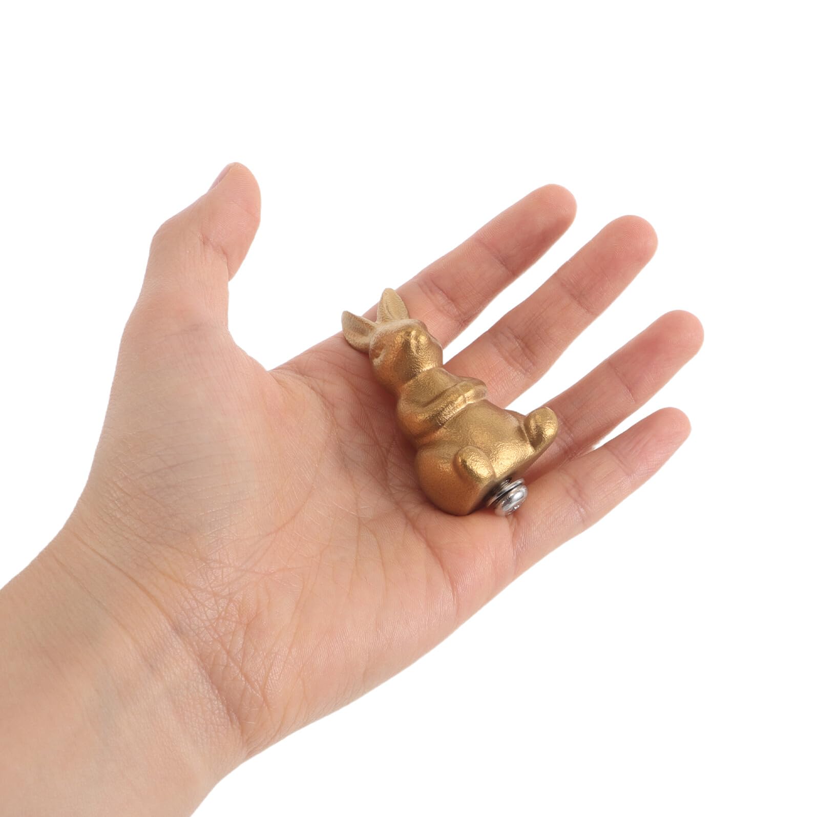PRETYZOOM Manico di Ricambio per Coperchio Pentola in Ghisa a Forma di Coniglio Dorato, Pomello per Sostituzione Maniglia Coperchi Pentole e Padelle, Accessorio Cucina Resistente al Calore