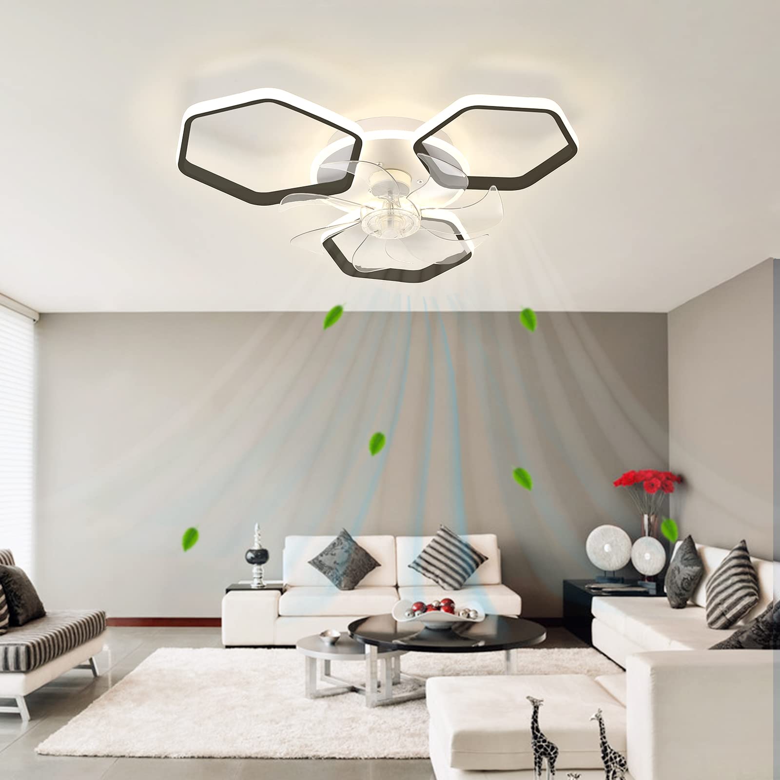 Ventilateur de plafond moderne avec eclairage LED et moteur DC