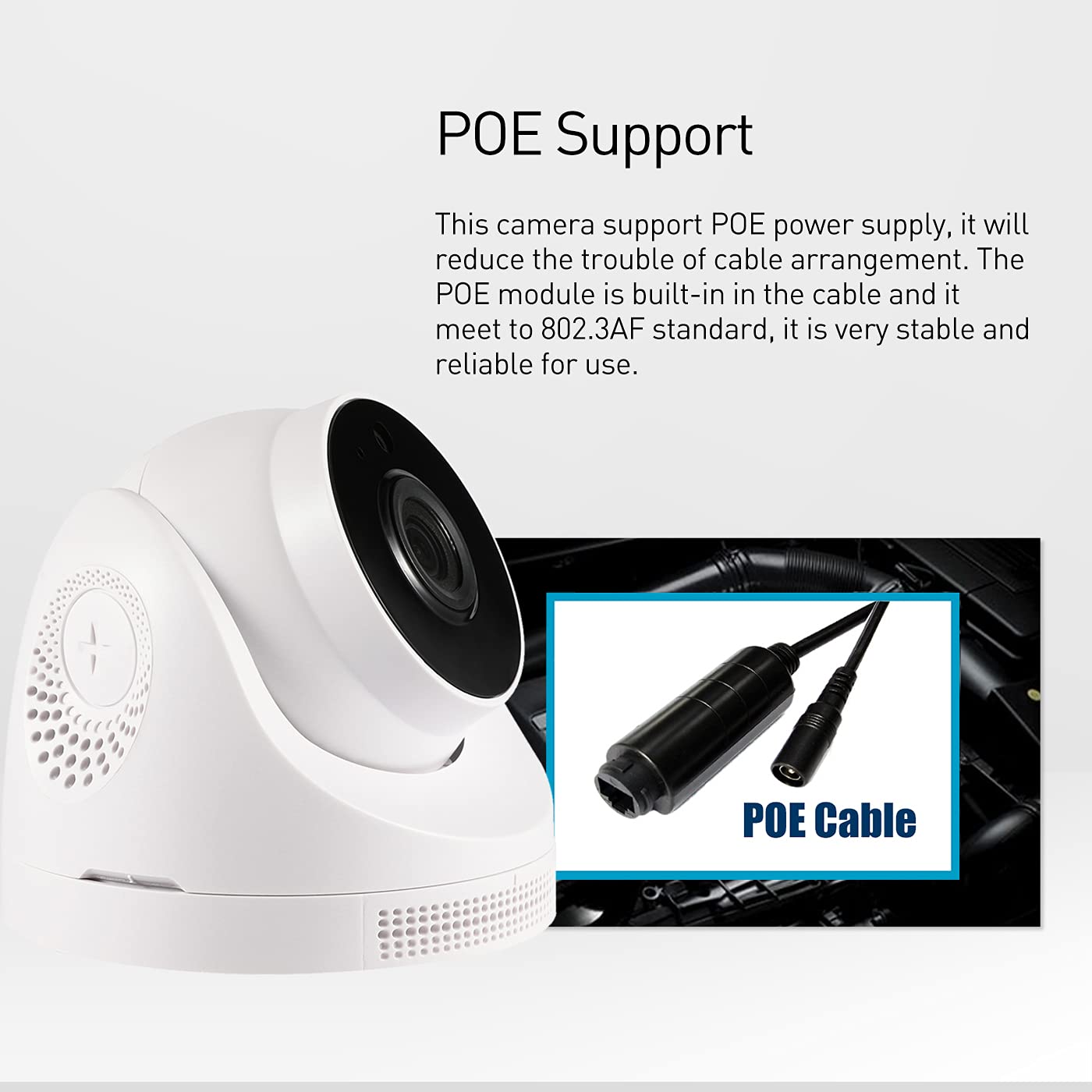 Revotech HD 3MP Interno Telecamera IP POE con Audio, Telecamera di Sicurezza a Cupola Visione Notturna 3 array LED IR P2P Telecamera CCTV H.265/H.264 (I3006-POE-Audio)
