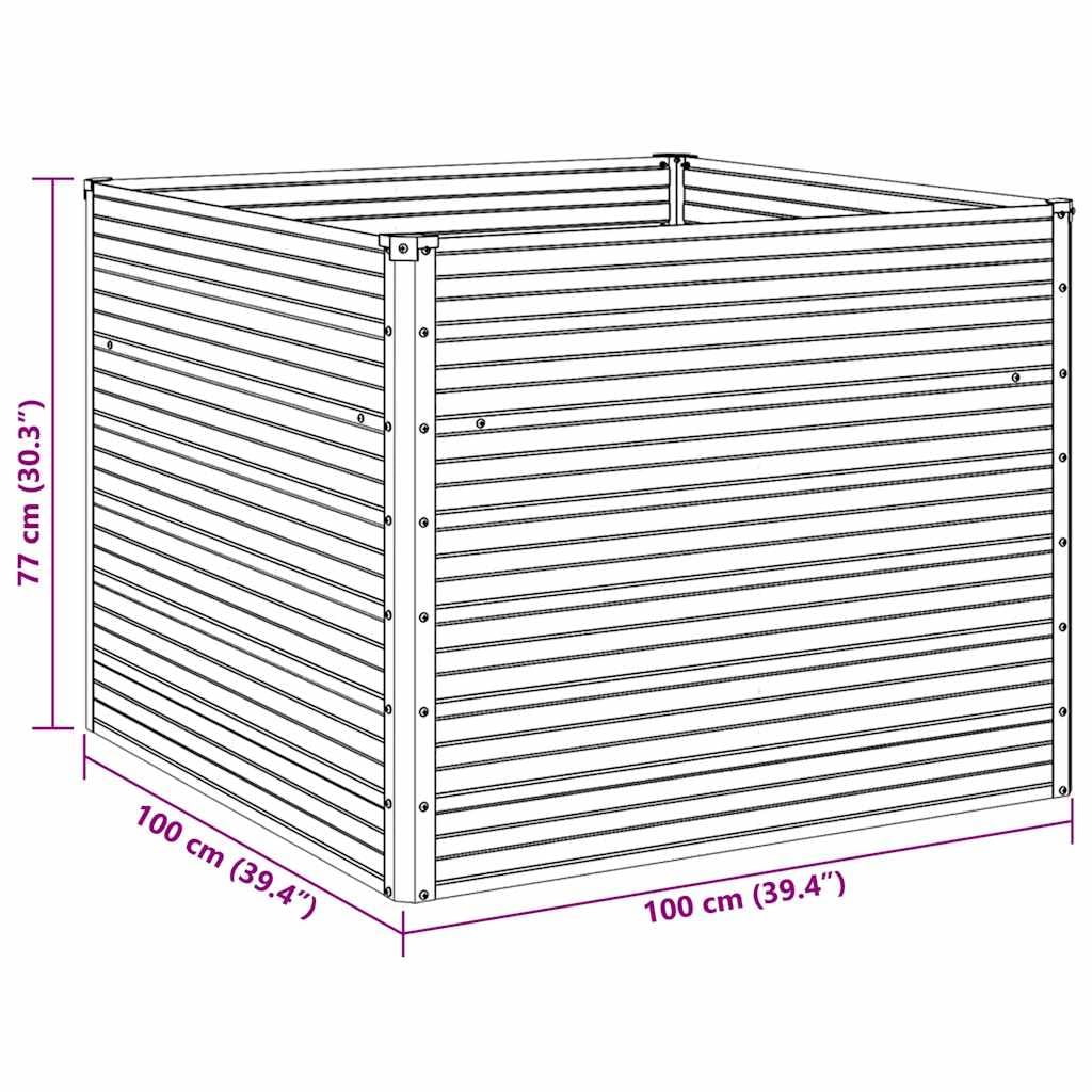 vidaXL Hochbeet Gartenbeet Pflanzbeet Frühbeet Pflanzkübel Pflanzkasten Blumenkasten Gemüsebeet Blumenbeet Anthrazit 100x100x77cm Verzinkter Stahl