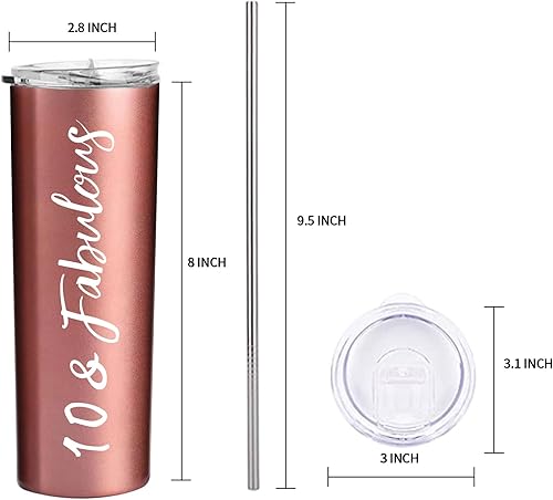 Miniatura 2 de BRT Bearingshui Vaso de acero inoxidable de 10º y fabuloso vaso de acero inoxidable de 20 onzas, suministros de decoración para fiesta de cumpleaños