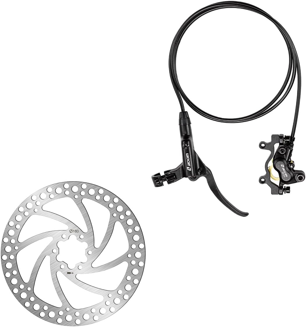 BUCKLOS Zoom MTB 4 Piston Hydraulic Disc Brakes Right Rear Bike Hydraulic Brake and 180mm Bike Disc Brake Rotor with 6 Bolts