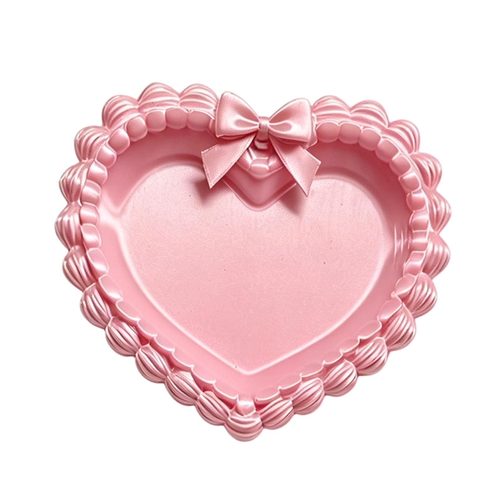 3D Printed Bow Jewelry Tray Heart Shape Ring Dish Entryway Table Trays Decorative Trinket Dish Organizer for Rings Necklaces Bracelets KeysPink