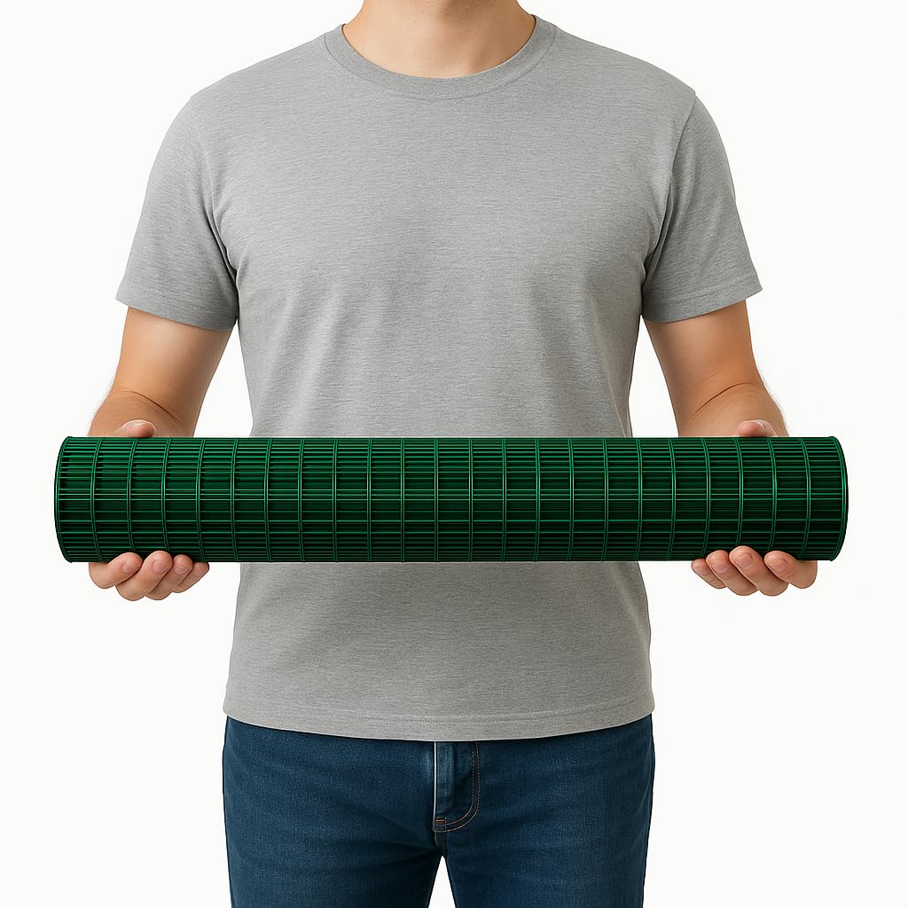 TECHZOCO Malla de Plástico, Malla cuadrada de protección balcones, plastificado, Red plastificada, Cuadrada 20x20 mm, 300 gramos m2, 100 cm de alto x 500 cm largo, Verde