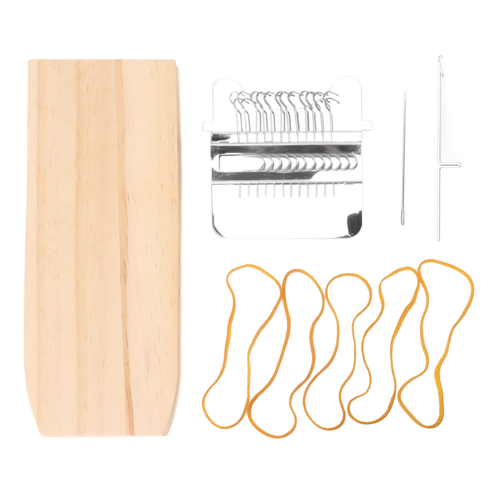 Tissting Mini Weaving Loom Kit with Rubber Bands and Wooden Boards?12 Hooks Manual Darning Loom Machine DIY Weaving Repair Tool for Socks Clothes