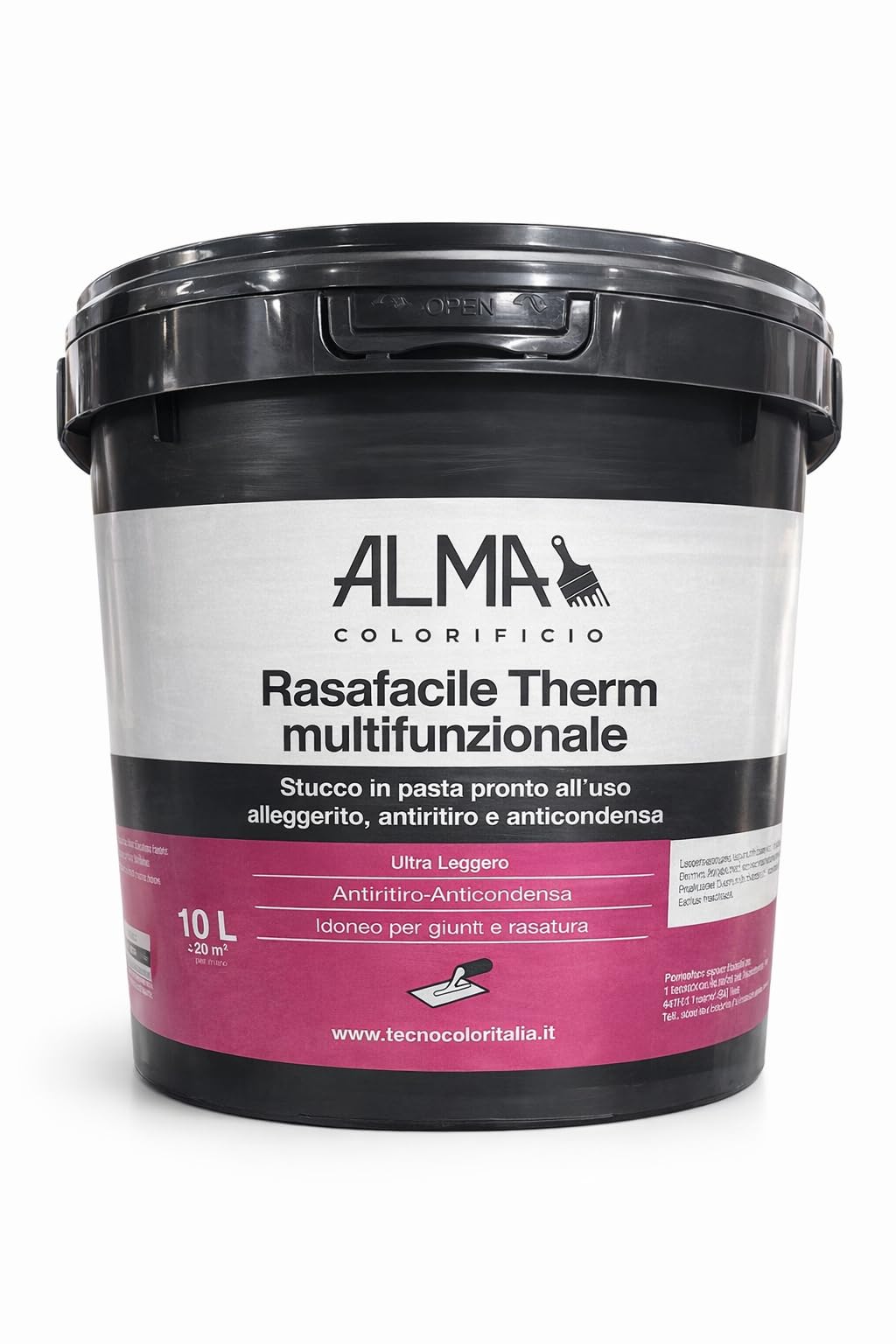 Rasafacile Therm Stucco in Pasta 10L – Pronto all’Uso, Antiritiro e Anticondensa – Antimuffa Rasante Leggero per Giunti e Rasatura Pareti Interne