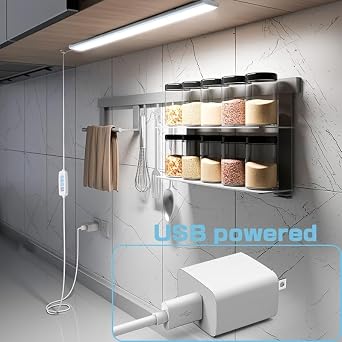 15.8in Under Cabinet Lights, 84 LED/12W Super Bright, Dimmable with Memory Function, 3Color Temperature, UltraSlim Magnetic Under Counter Lighting for Kitchen, Cabinet & Shelf (2)
