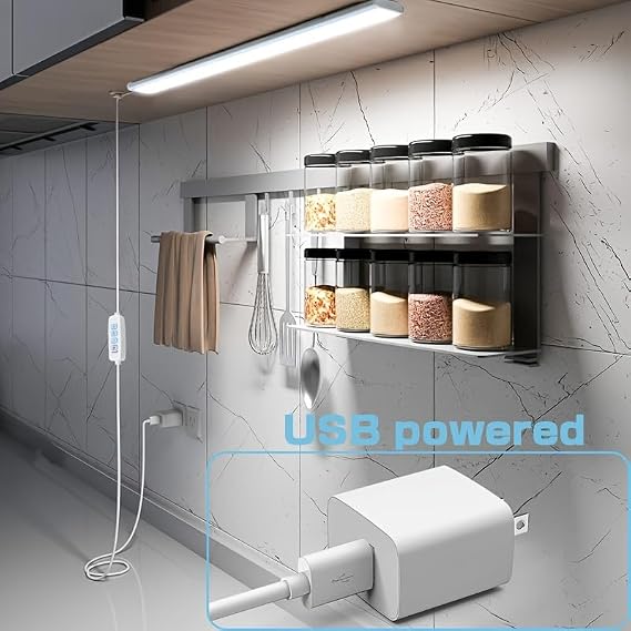 15.8in Under Cabinet Lights, 84 LED/12W Super Bright, Dimmable with Memory Function, 3Color Temperature, UltraSlim Magnetic Under Counter Lighting for Kitchen, Cabinet & Shelf (2)