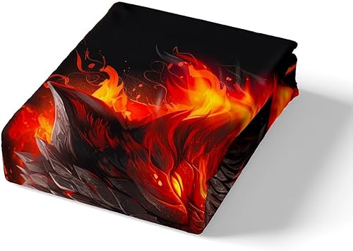 Miniatura 5 de Manfei Sábana bajera ajustable de lobo de fuego, tamaño individual, funda de cama de calavera gótica de llama naranja con 1 funda de almohada, juego