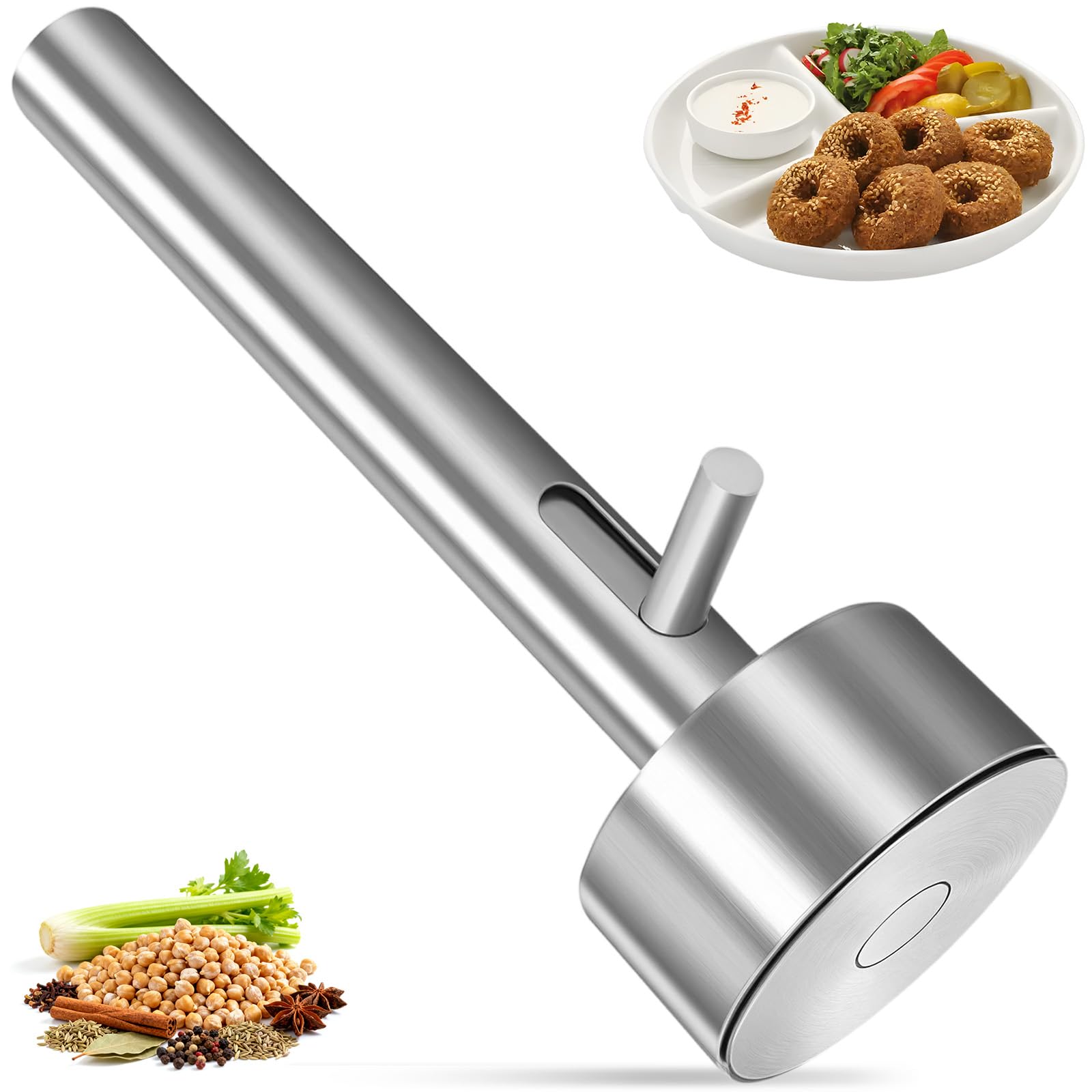 Porzionatore di Falafel con Foro in Acciaio Inossidabile, Paletta per Falafel Professionale, Stampo Polpetta Non Appiccicoso, Strumento Utensili Polpette Riutilizzabile per Cucina Casa e Ristorante