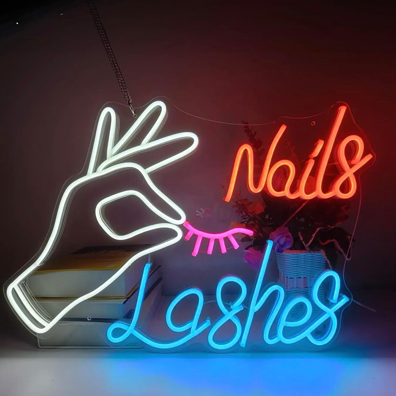 Custom Neon Sign, Business LOGO Neon Sign Customizable, Nail Neon Signs Personalized Larger LED Light up Sign for Business Wall Decor, Neon Name Sign for Hair Salon Lashes Studio Beauty Shop