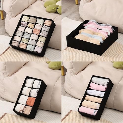 Miniatura 6 de Paquete de 4 organizadores de cajones de calcetines para ropa interior, organizadores plegables de tela para aparadores y cajones organizadores para