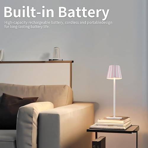 Miniatura 4 de Paquete de 2 lámparas de mesa inalámbricas, lámpara de escritorio LED recargable portátil de 5000 mAh, 3 modos de color, luz de mesa de atenuación