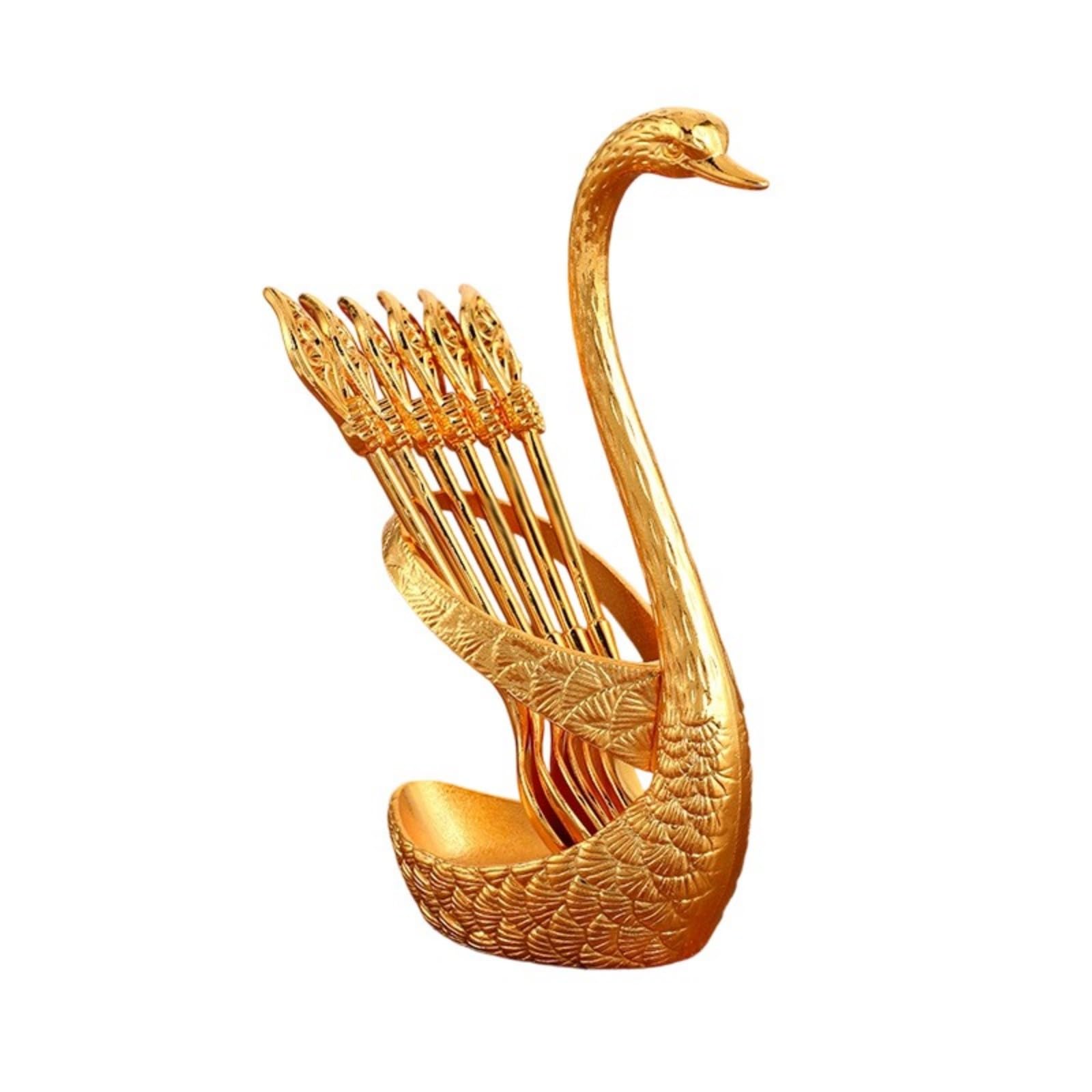 ZEPFJHE 6pcs Coffee Spoon Set with Animal Shaped Holder Zincs Alloy Dessert Utensils for Home Kitchens and Party Use Metal Mixture Coffee Utensils