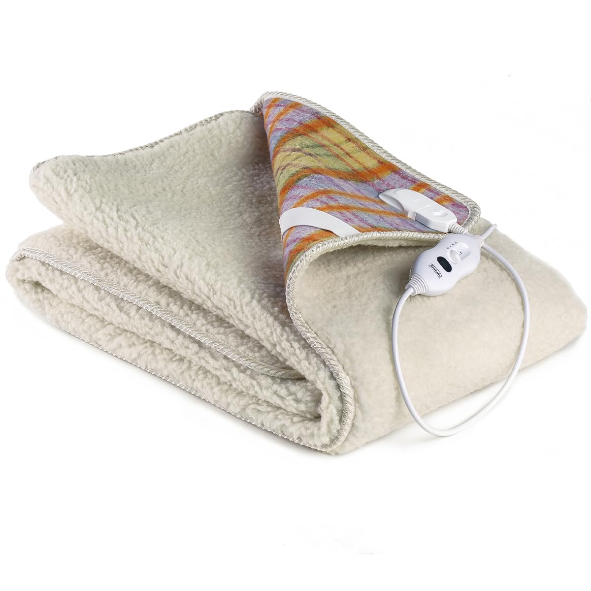 LANCALOR - Scaldanotte Plus, Calientacamas eléctrico Individual 165x80 cm, Vellón 100% Lana, Antipliegue, Lavable, 3 temperaturas, Seguridad Total, Bajo Consumo, Fabricado en Italia