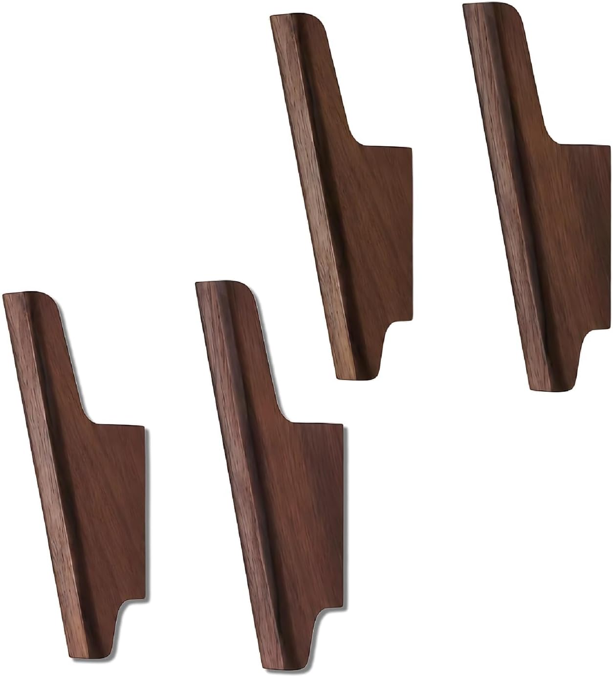 Wood Wall Hooks 4 Pack – Walnut Wooden Decorative Coat Hooks Wall Mounted
