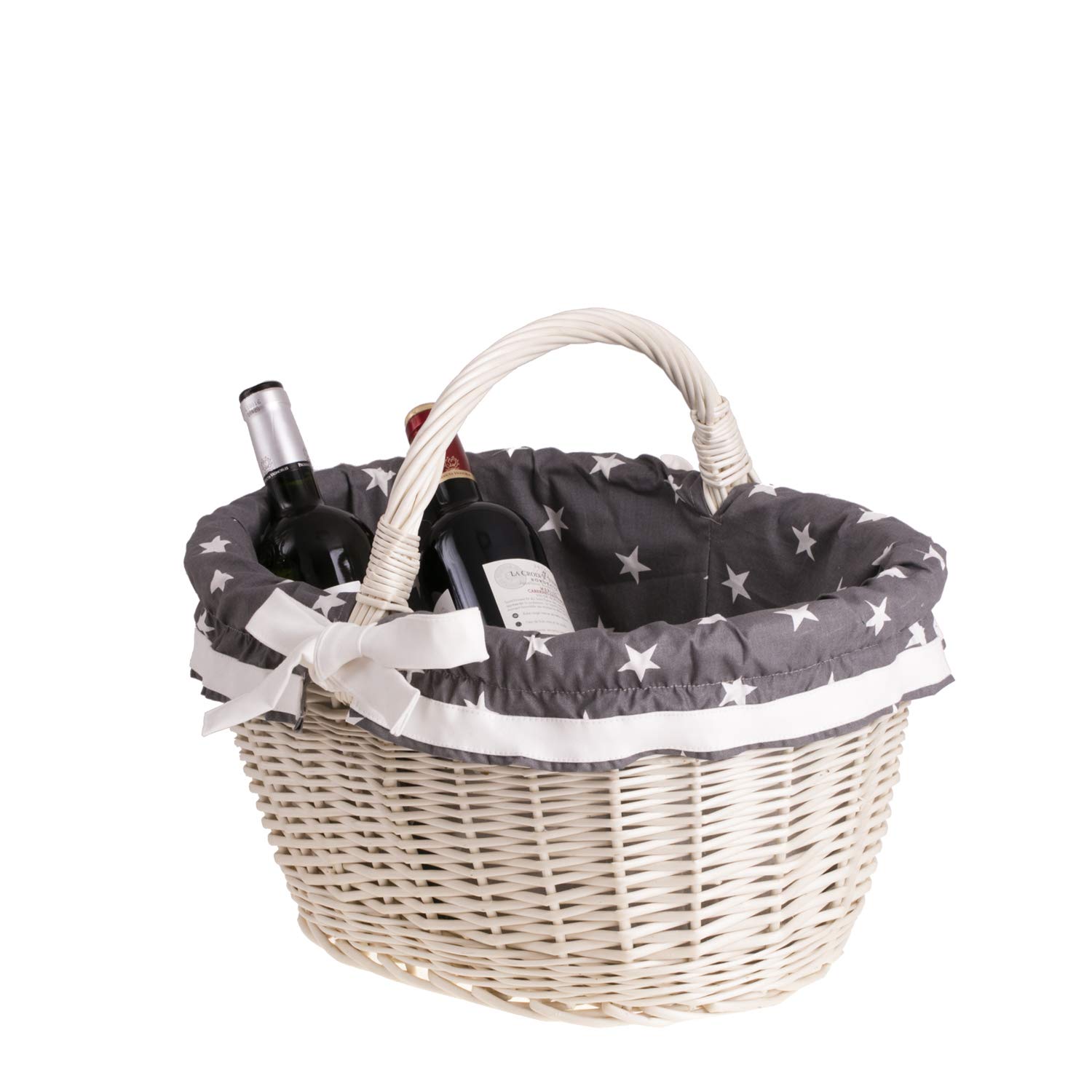 e-wicker24 koszyk na zakupy z wikliny w stylu retro, kosz wiklinowy owalny