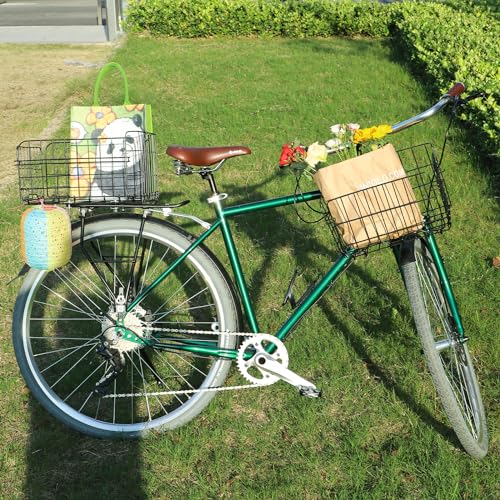 Fahrradkorb Hinten Fahrradkörbe stabil faltbar Fahrradkorb mit Gepäcknetz Hundekorb Fahrrad Hinten für Gepäckträger, Bike Basket aus Metall (Fahrradkorb mit Gepäcknetz)
