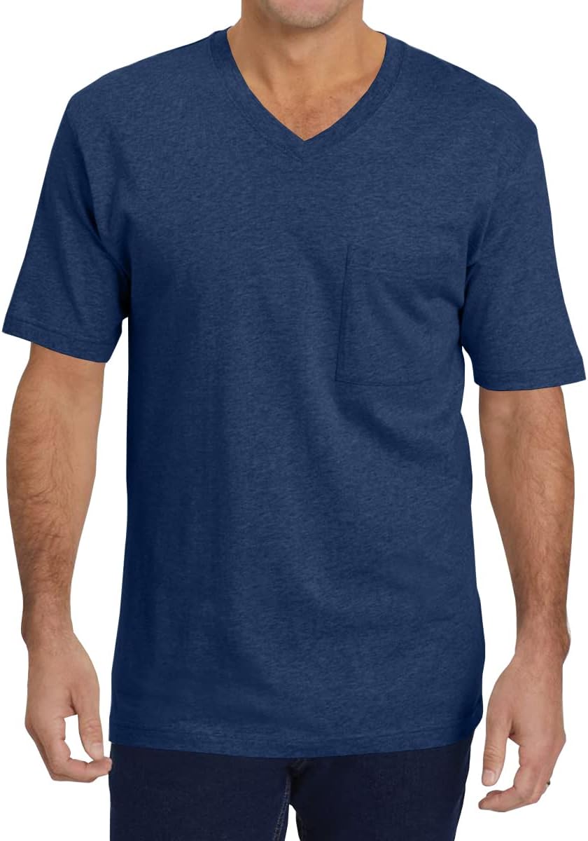 Wihion Mens Short Sleeve Pocket T-Shirts Casual Summer Cotton V Neck Tee Tops