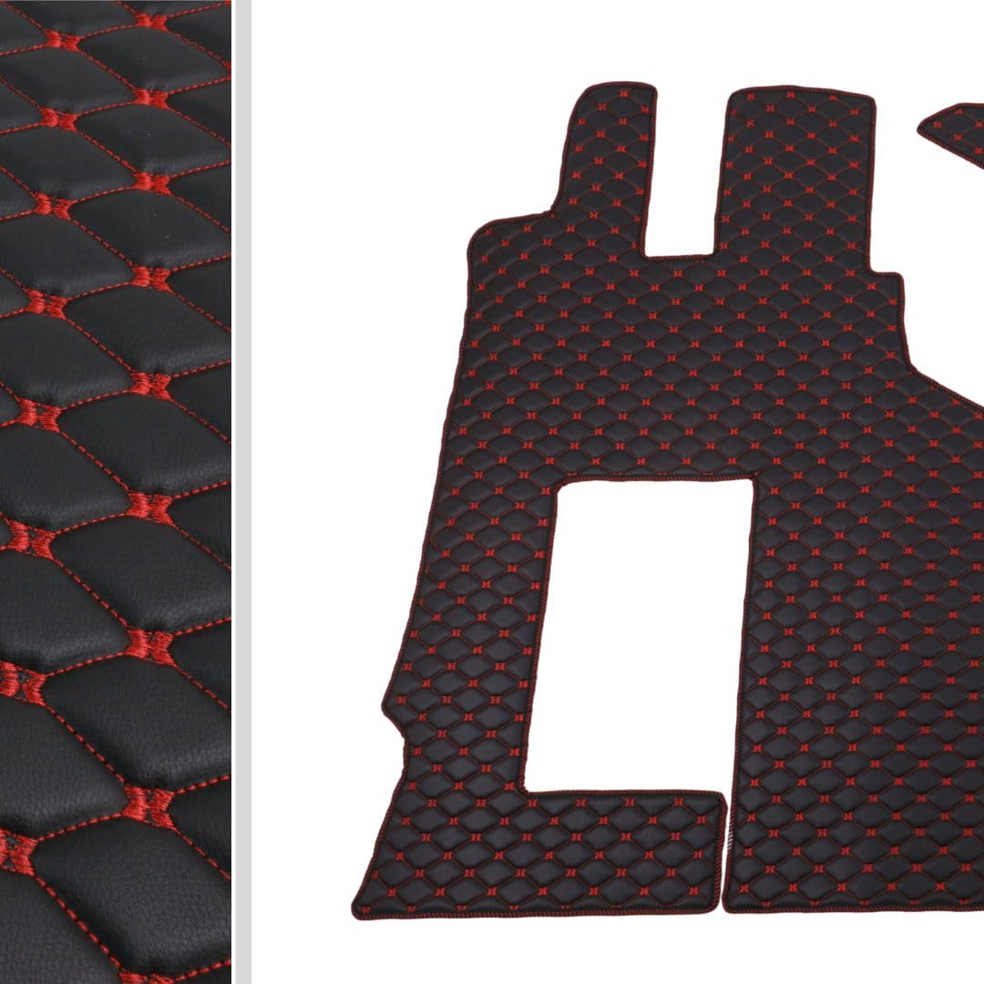 Tappetini per camion compatibili con Mercedes Actros MP4, MP5, MP6 con sedile passeggero sospeso – Elegante trapuntatura e logo esclusivo