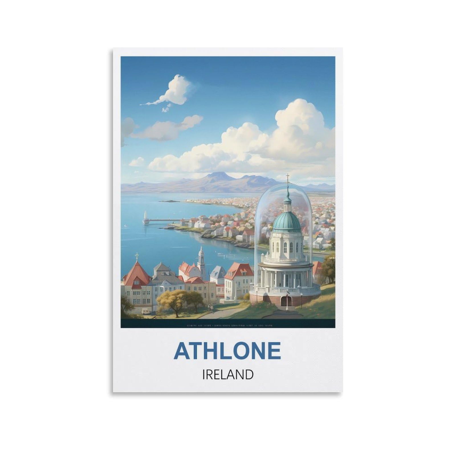 EZMLFA 5D Diamond Art Kits for Beginner,Athlone Ireland,Diamond Picture Art for Beginner, DIY Gem Cross Stitch Creative Gift Home Wall Decor 30x40cm