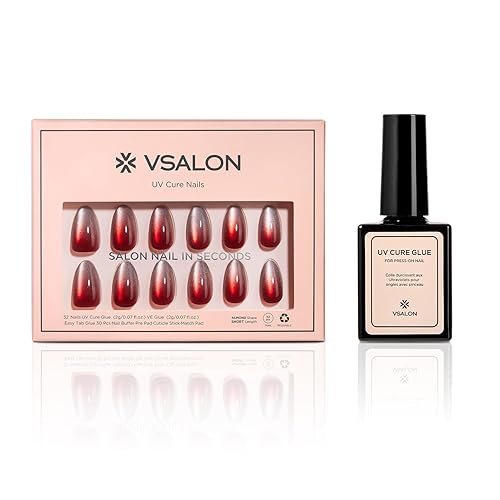 VSALON Press On Nails 32 Pcs 16 Sizes Red Cat