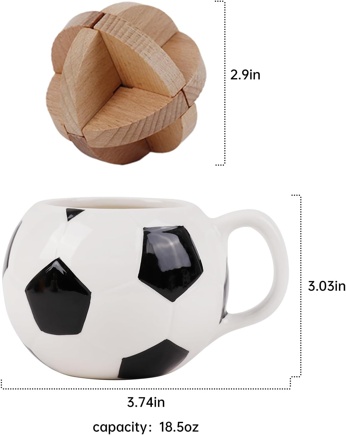 Soccer Mug & Wooden Puzzle Set - Soccer Coffee Mug, Soccer Cup Ideal Gift for Soccer Fans, Perfect for Game Day & Birthdays