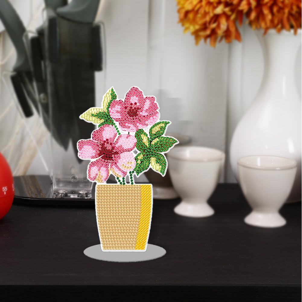 Kit Diamond Painting Vaso Di Fiori - Pittura Con Diamanti Fai Da Te, Decorazione Da Tavolo Con Strass | Regalo Creativo - Foto 6