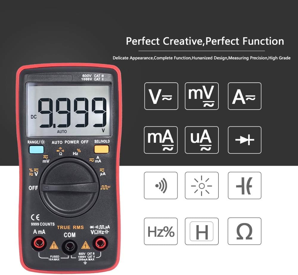 Multimeter display showing various measurement symbols