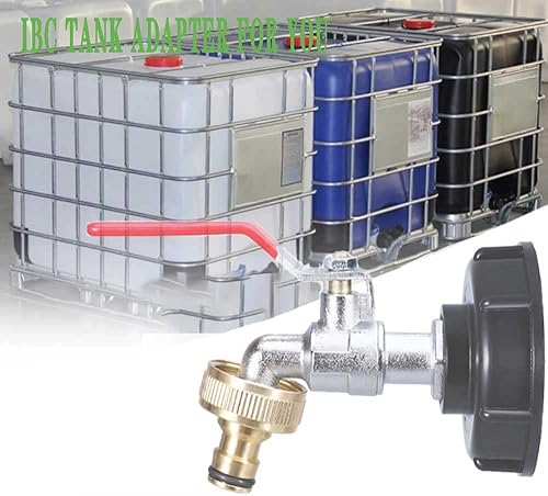 Miniatura 8 de IBC - Grifo adaptador de tanque de mano, adaptador de tanque de agua de 275-330 galones, rosca gruesa S60X6, salida de 12 pulgada, adaptador macho