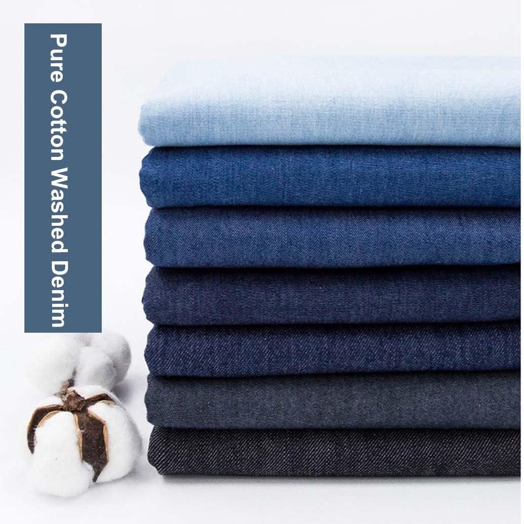 Tela Vaquera Lavada por Metro 150cm de Ancho Algodón Tela de Vestir Ligera para Ropa, Costura De Manualidades, No Elástica(Dark grey,1.5X3M/4.92X9.84ft)